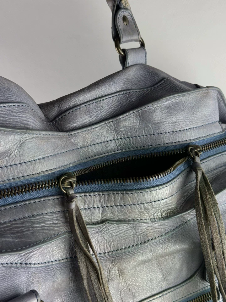 Balenciaga Motocross City Bag Blue Lambskin Leather Shoulder Handbag Giant