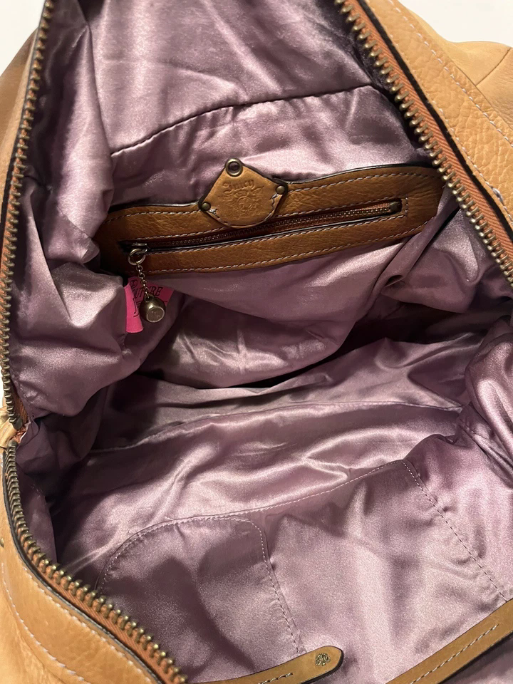 Vintage Juicy Couture Handbag Y2K Hobo Leather Crown Scottie Shield Bag Brown