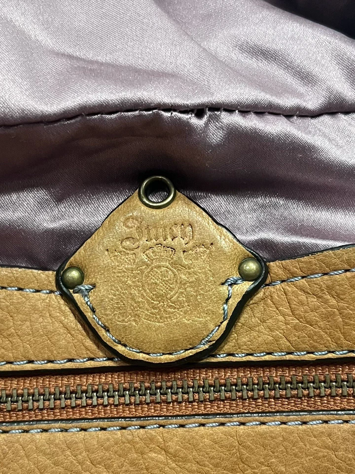Vintage Juicy Couture Handbag Y2K Hobo Leather Crown Scottie Shield Bag Brown