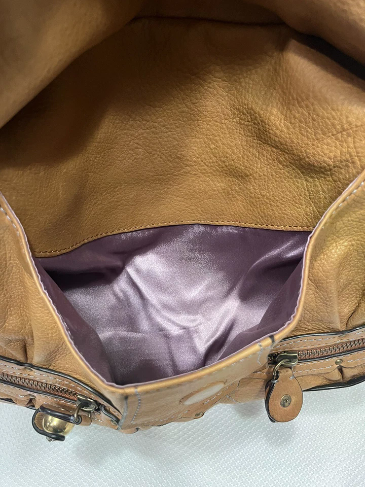 Vintage Juicy Couture Handbag Y2K Hobo Leather Crown Scottie Shield Bag Brown