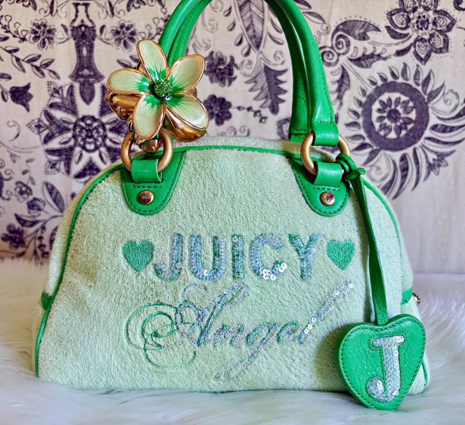 Vintage Juicy Couture Green Angel Bowler Bag