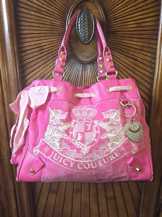 Juicy Couture Scottie Dog Hot Pink Daydreamer Tote Bag - Rare Vintage