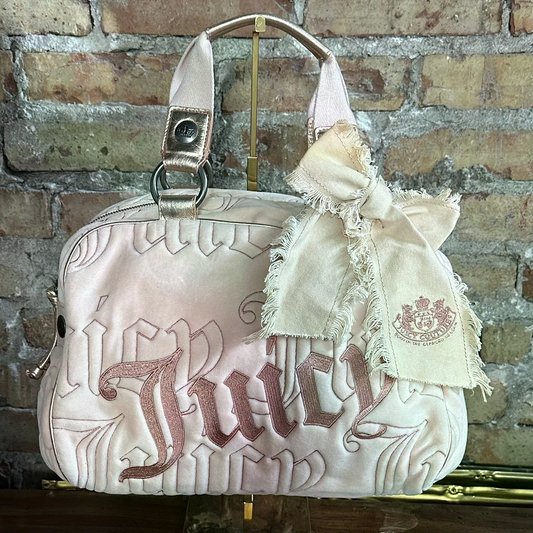 Vintage Y2K Juicy Couture Pink Velour Bowler Bag
