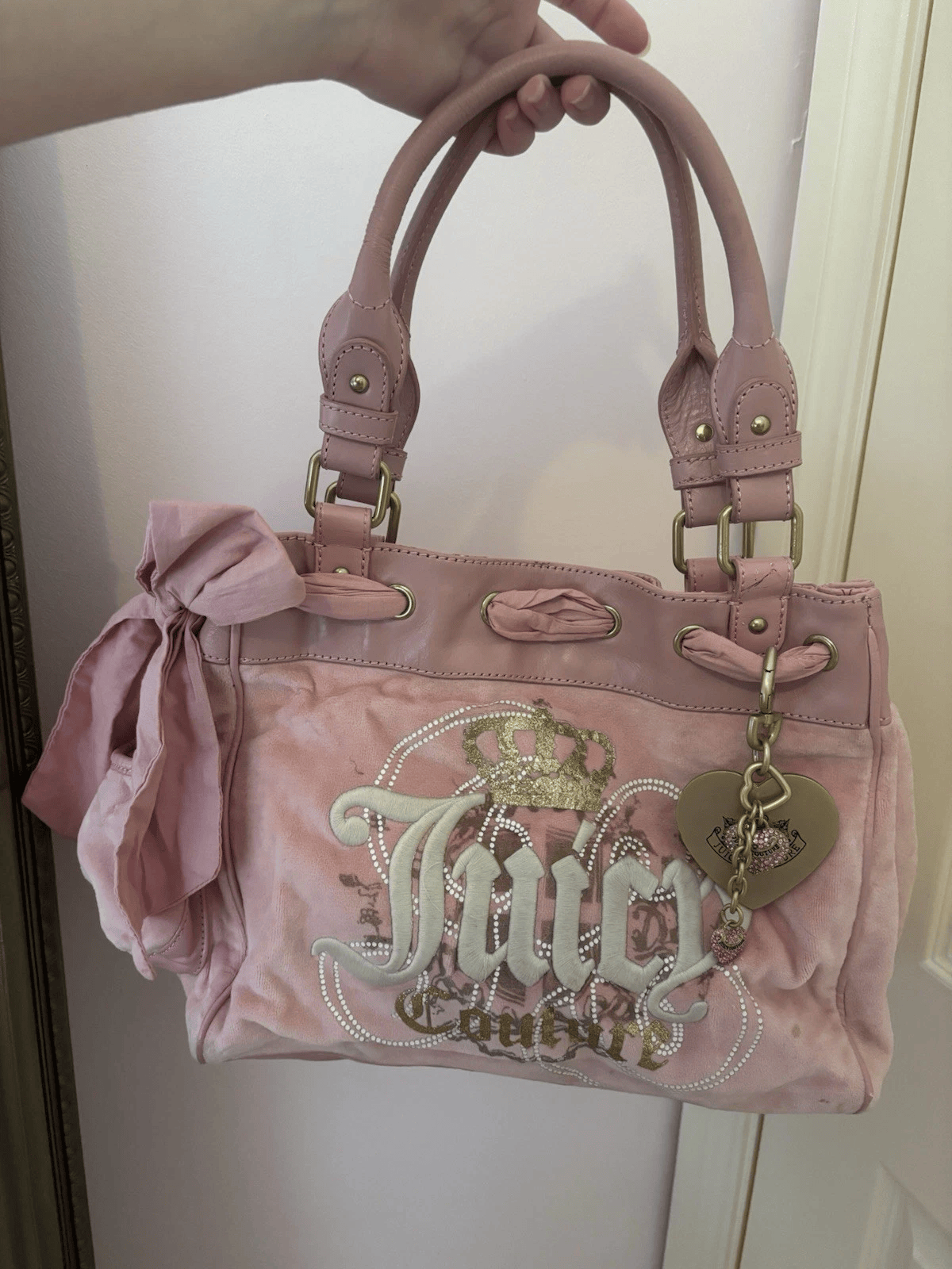 Juicy Couture Rare Vintage Pink Daydreamer Bag & heart charm gold hardware