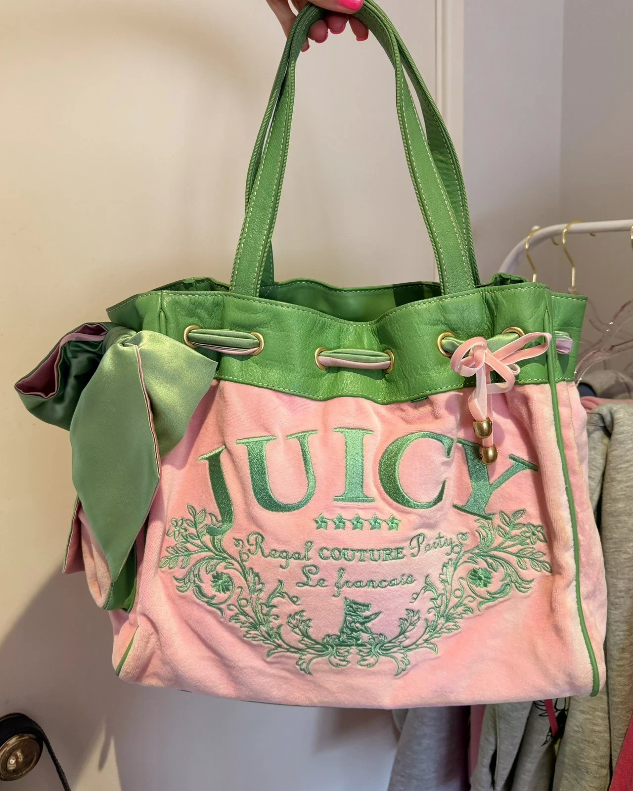 vintage Juicy Couture pink & green daydreamer bag