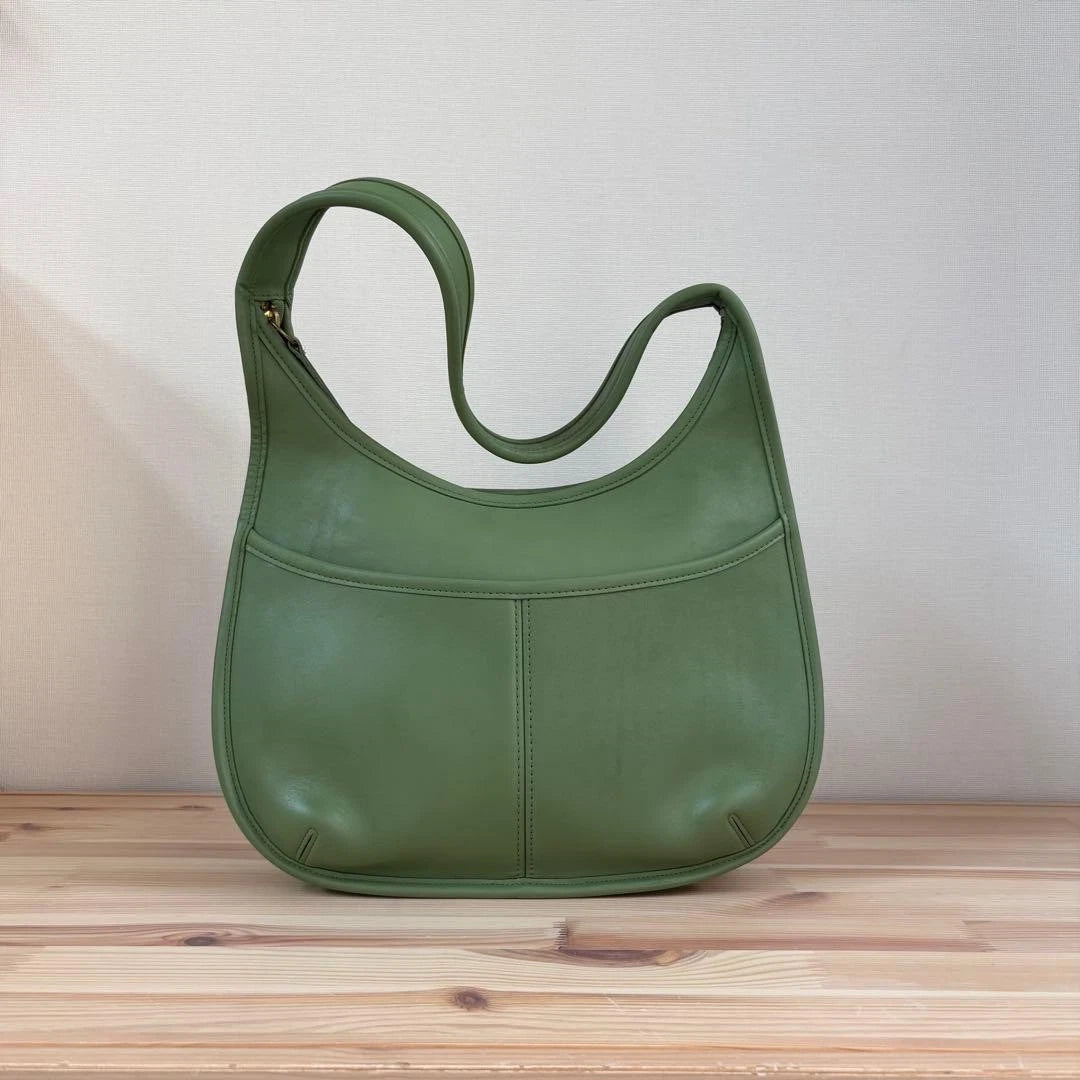 ViRare Authentic Vintage Coach Ergo Zip Bag Leaf Green