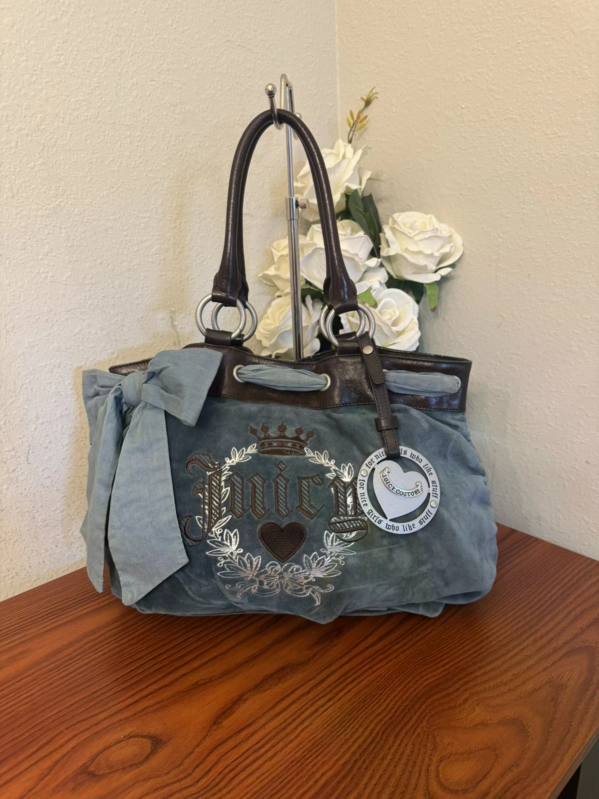 Y2K Vintage 2002 Juicy Couture Steel Blue Daydreamer Bag