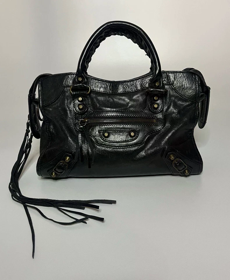 Balenciaga City Bag Black Lambskin Leather Black Vintage Avant Garde
