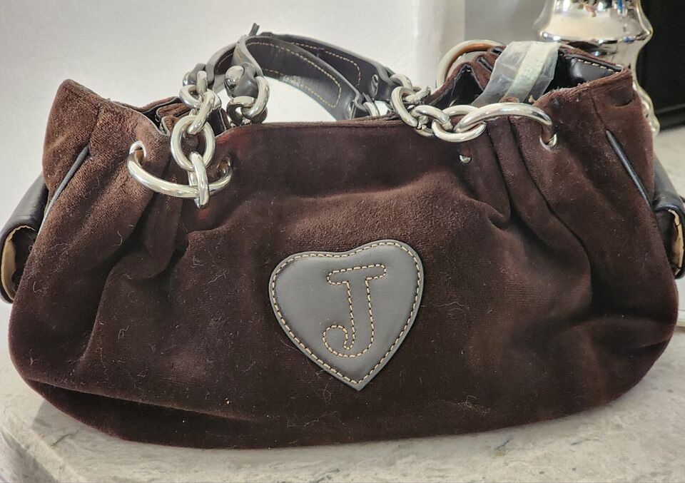Vintage Juicy Couture Brown Velour Baby Fluffy Shoulder Bag Purse Rare