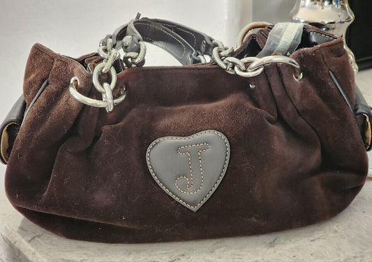 Vintage Juicy Couture Brown Velour Baby Fluffy Shoulder Bag Purse Rare