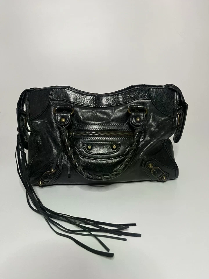 Balenciaga City Bag Black Lambskin Leather Black Vintage Avant Garde