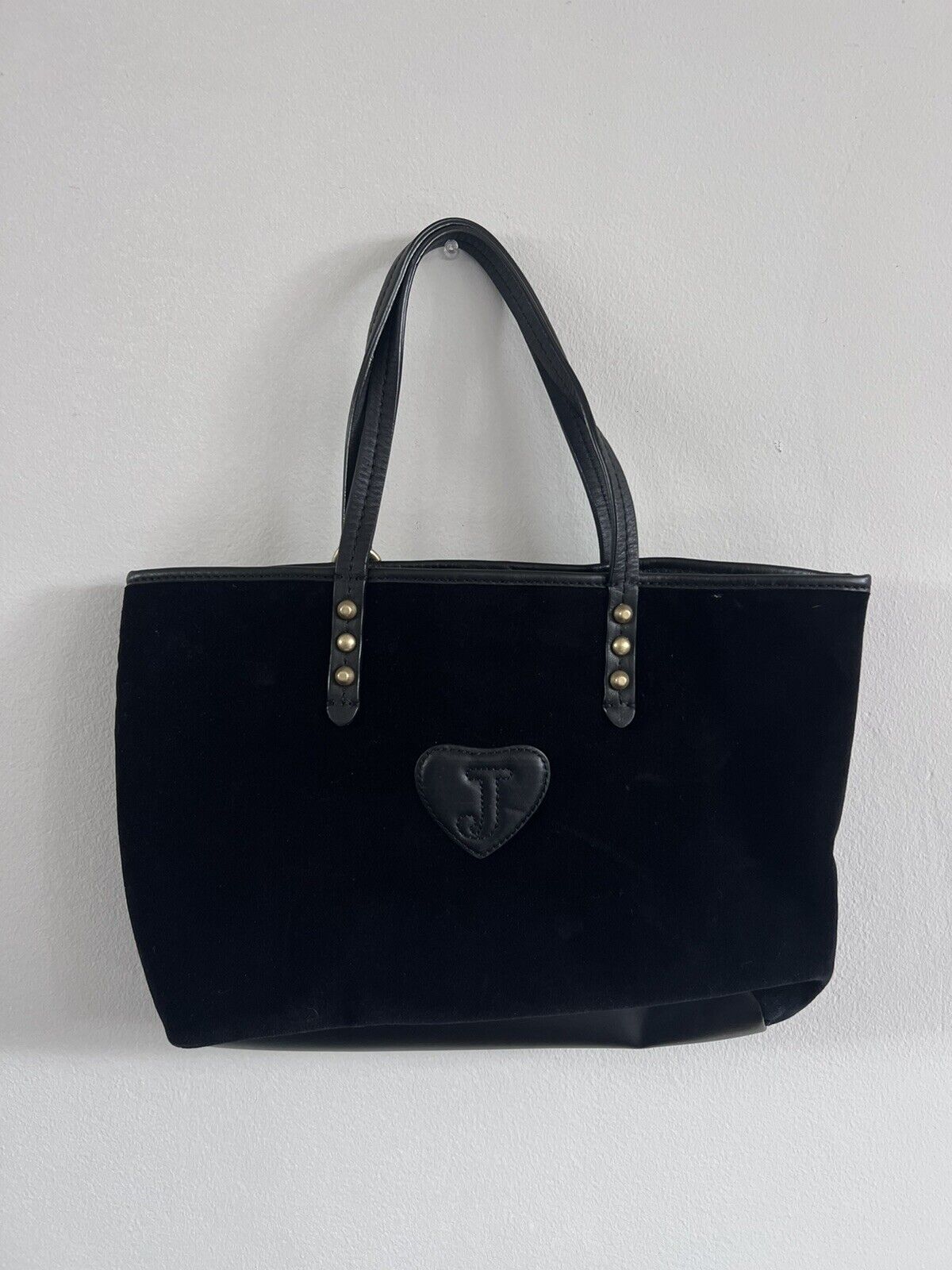 Y2K Vintage Juicy Couture Black Velour Logo Tote Bag Handbag -Rare NWT