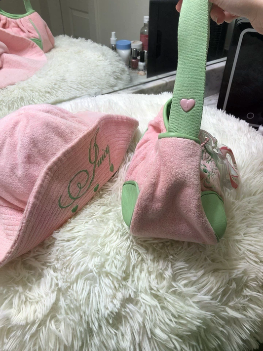 Sac Couture Juicy vintage Juicy Girls chapeau club rose et vert avec breloque ancre