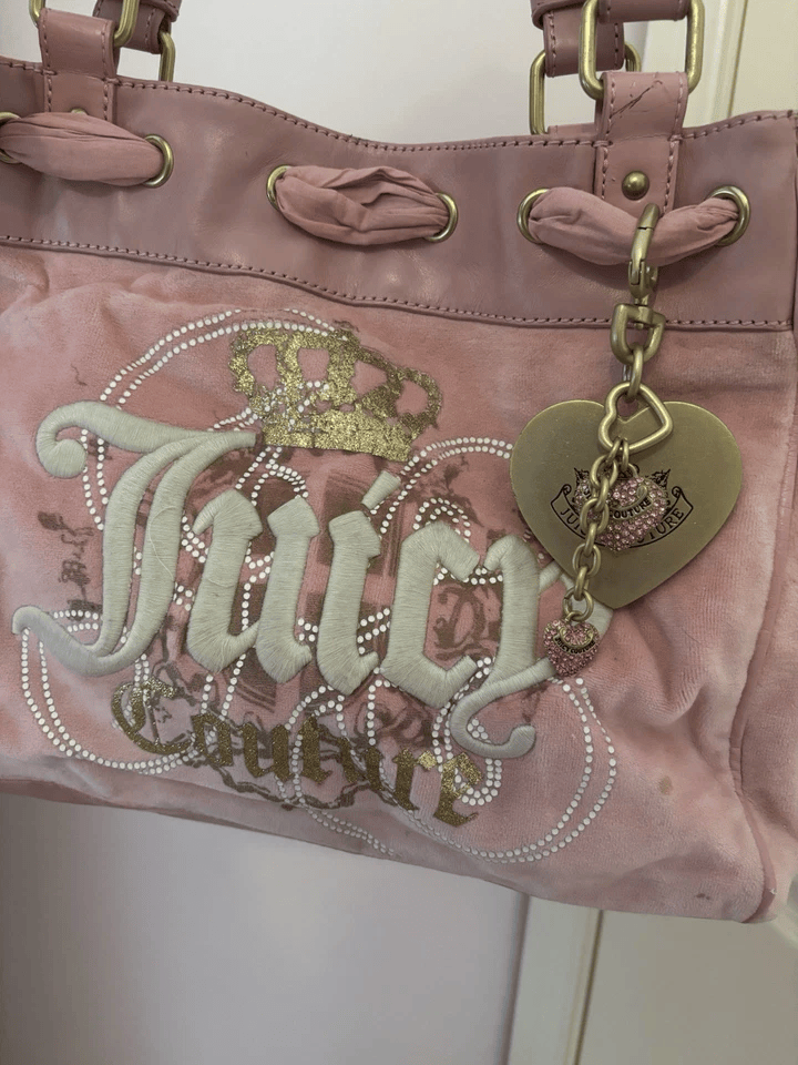 Juicy Couture Rare Vintage Pink Daydreamer Bag & heart charm gold hardware