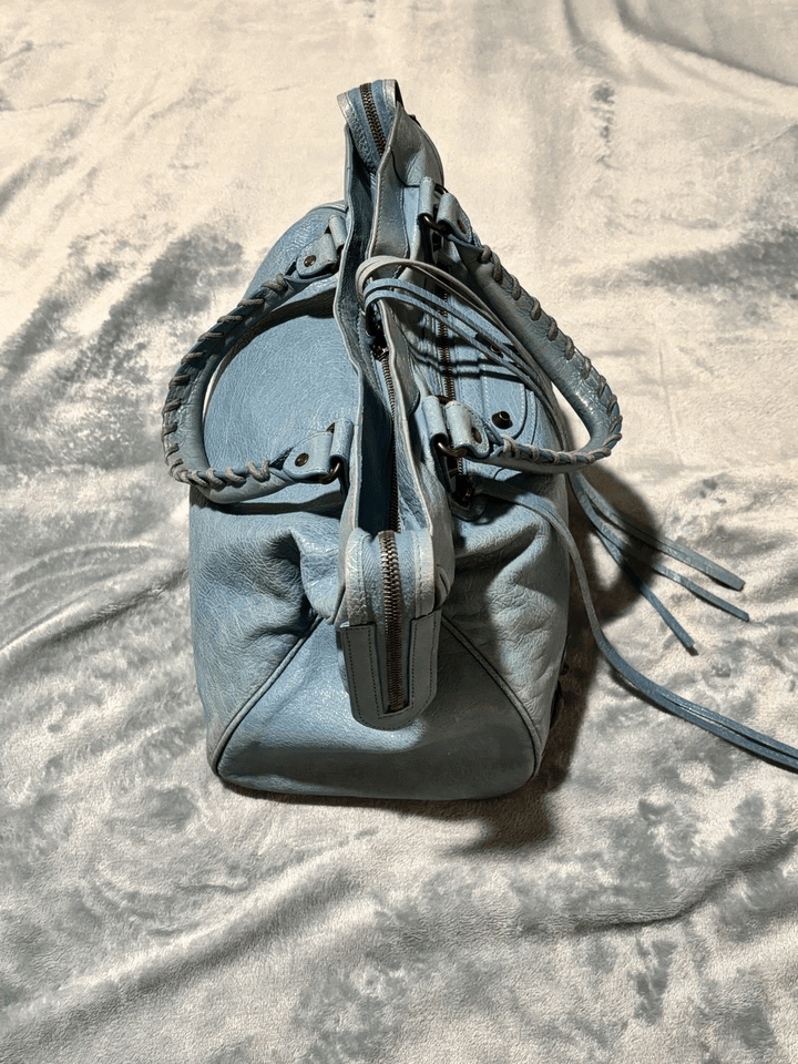 Vintage Balenciaga City Bag Velo Blue Lambskin Leather