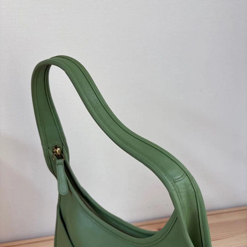ViRare Authentic Vintage Coach Ergo Zip Bag Leaf Green