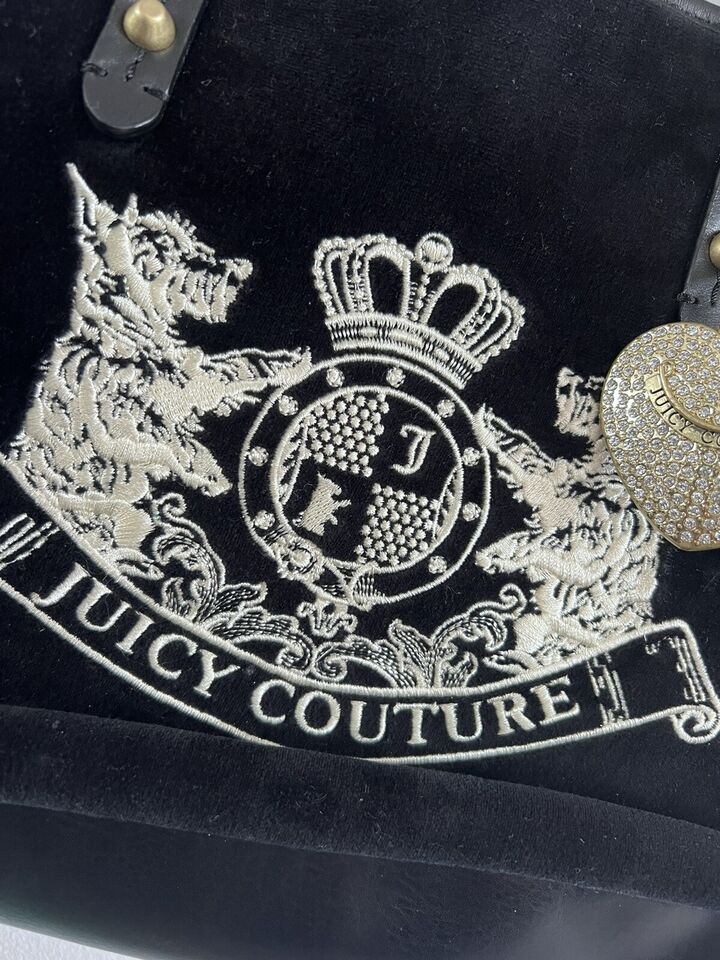 Y2K Vintage Juicy Couture Black Velour Logo Tote Bag Handbag -Rare NWT