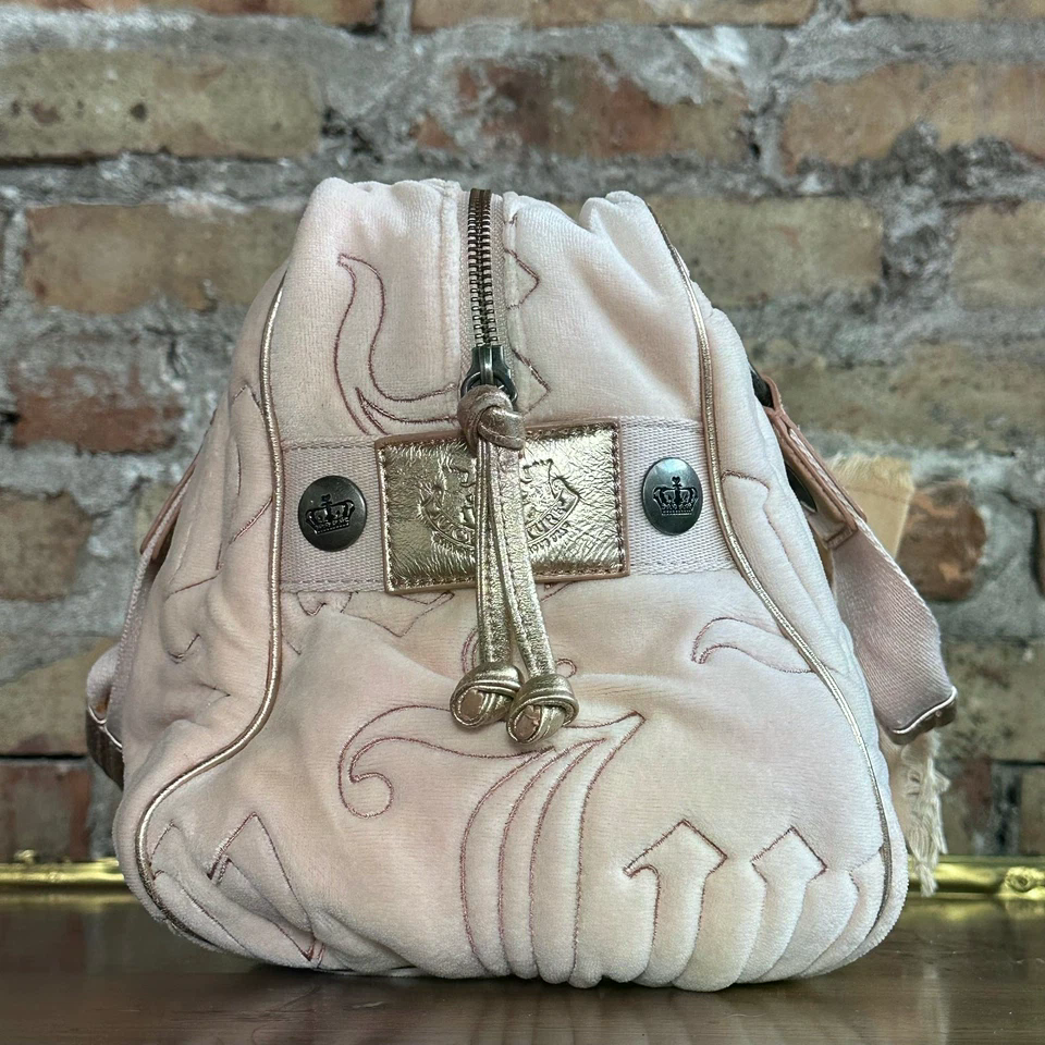 Vintage Y2K Juicy Couture Pink Velour Bowler Bag