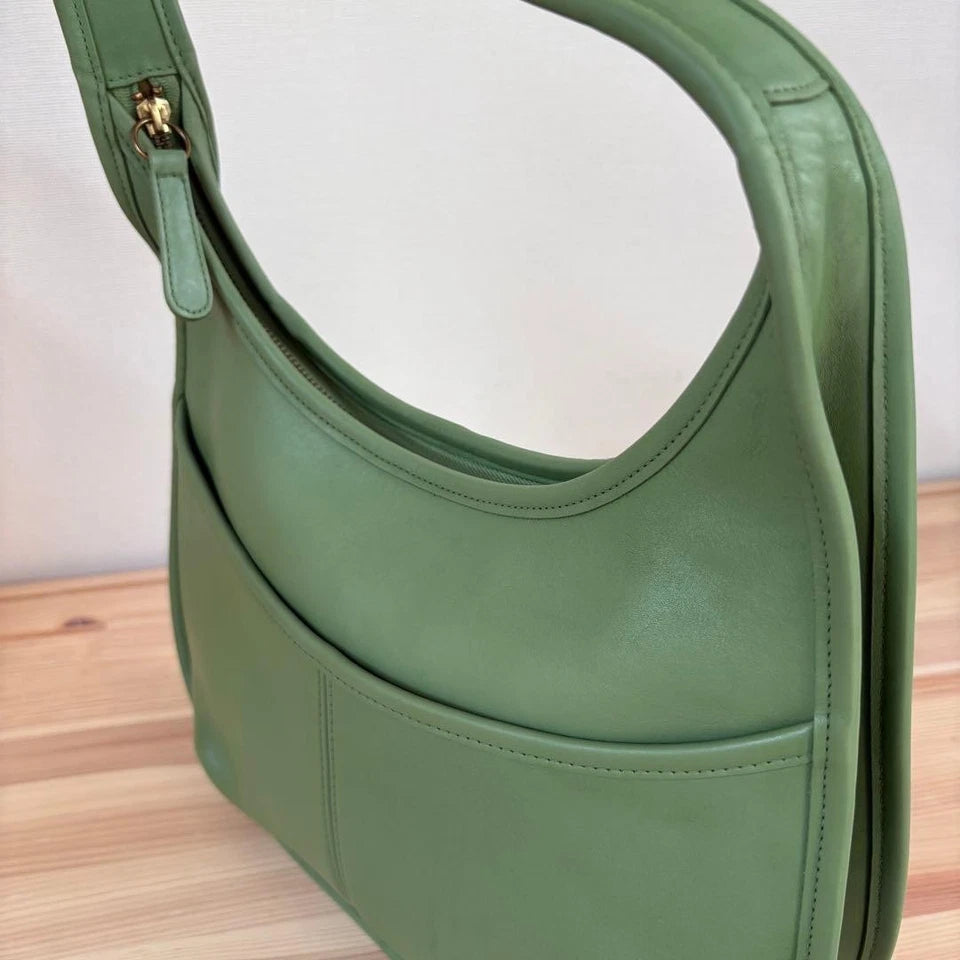 ViRare Authentic Vintage Coach Ergo Zip Bag Leaf Green