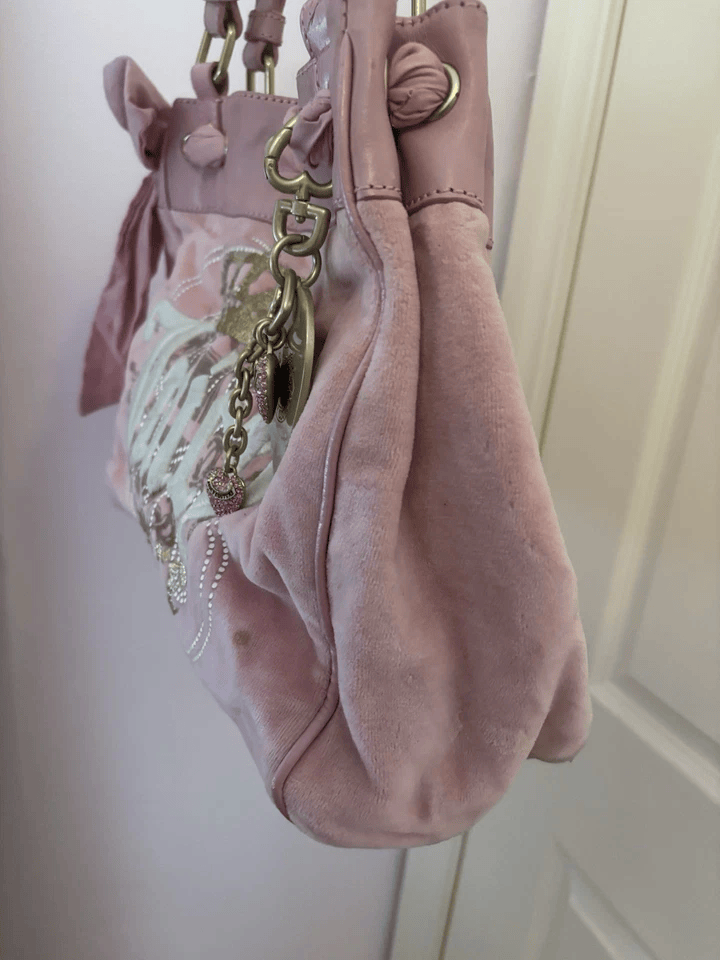 Juicy Couture Rare Vintage Pink Daydreamer Bag & heart charm gold hardware
