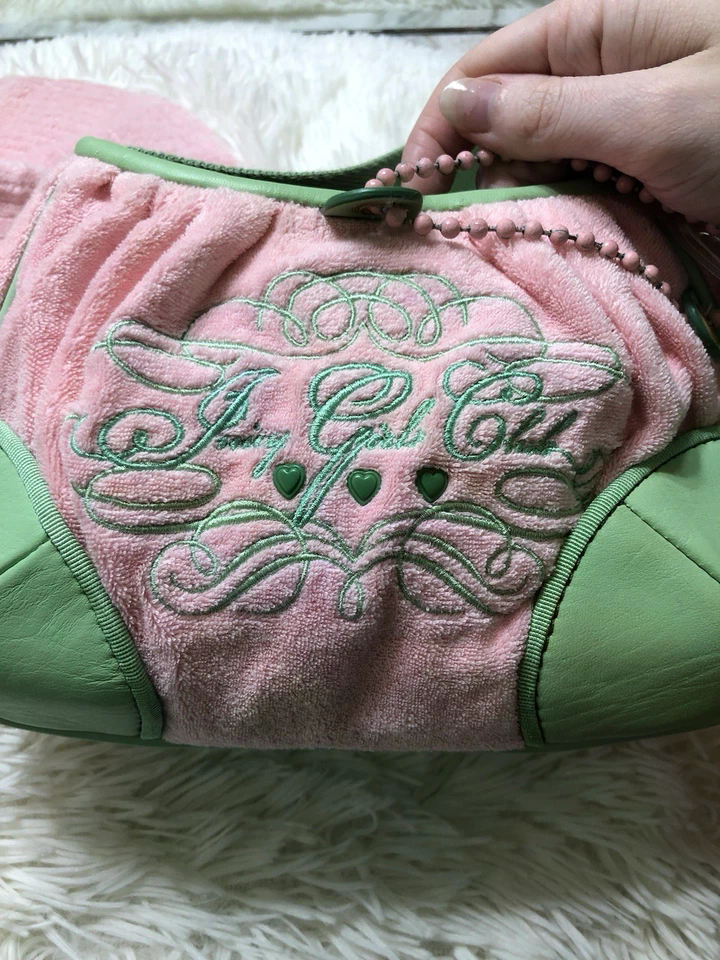 Sac Couture Juicy vintage Juicy Girls chapeau club rose et vert avec breloque ancre