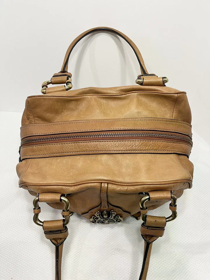 Vintage Juicy Couture Handbag Y2K Hobo Leather Crown Scottie Shield Bag Brown