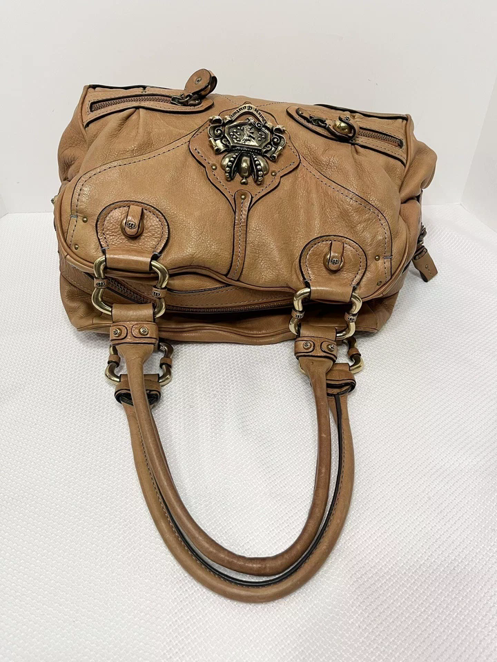 Vintage Juicy Couture Handbag Y2K Hobo Leather Crown Scottie Shield Bag Brown