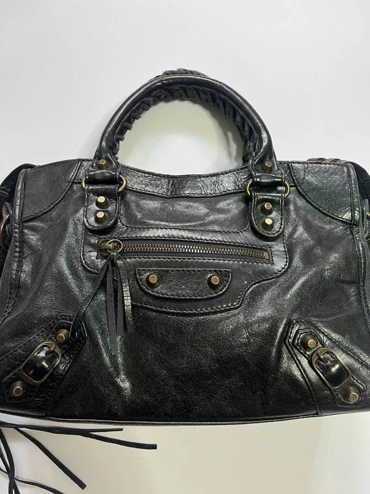 Balenciaga City Bag Black Lambskin Leather Black Vintage Avant Garde