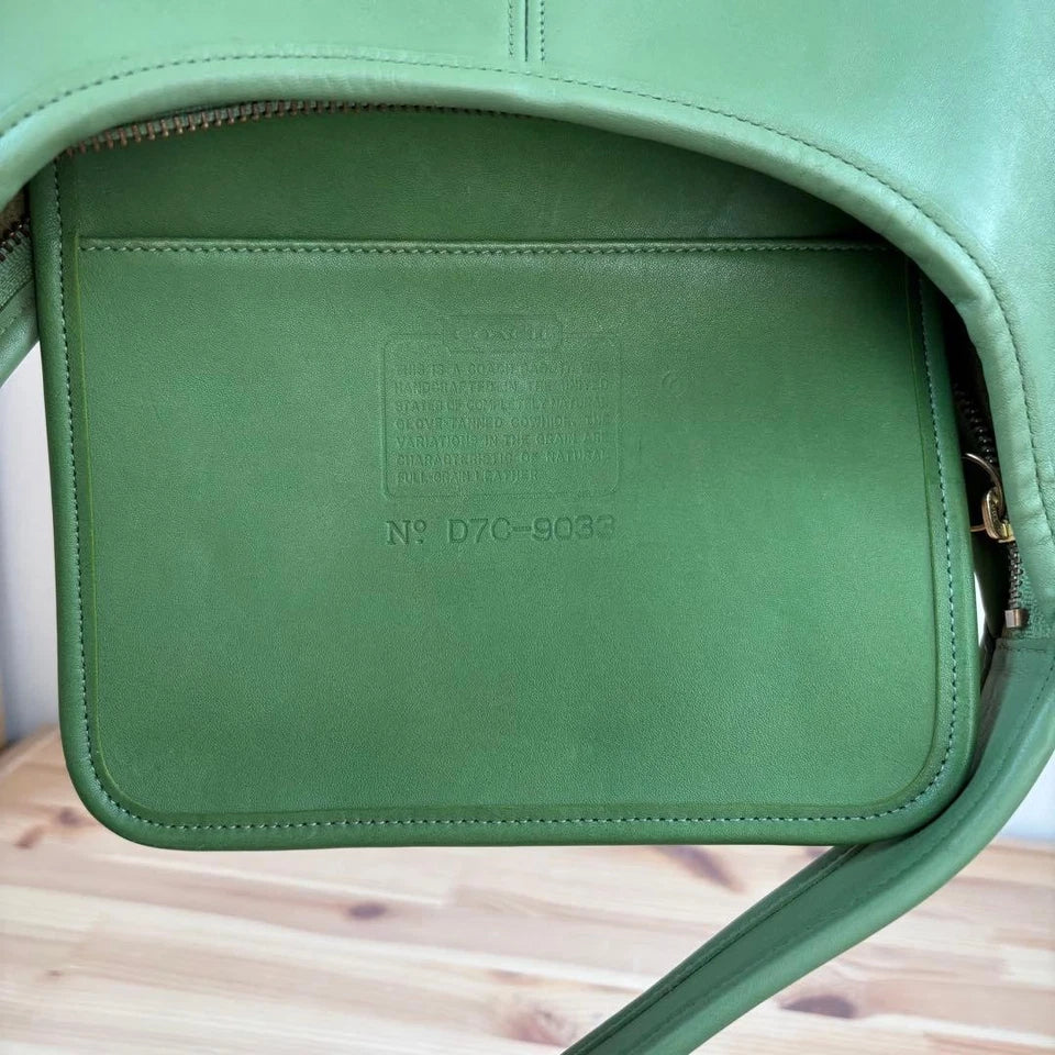 ViRare Authentic Vintage Coach Ergo Zip Bag Leaf Green