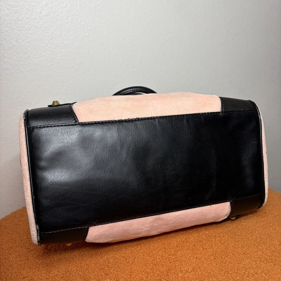 Vintage Y2K Juicy Couture Scottie Dog Pink Black Velour Daydreamer Bag Purse
