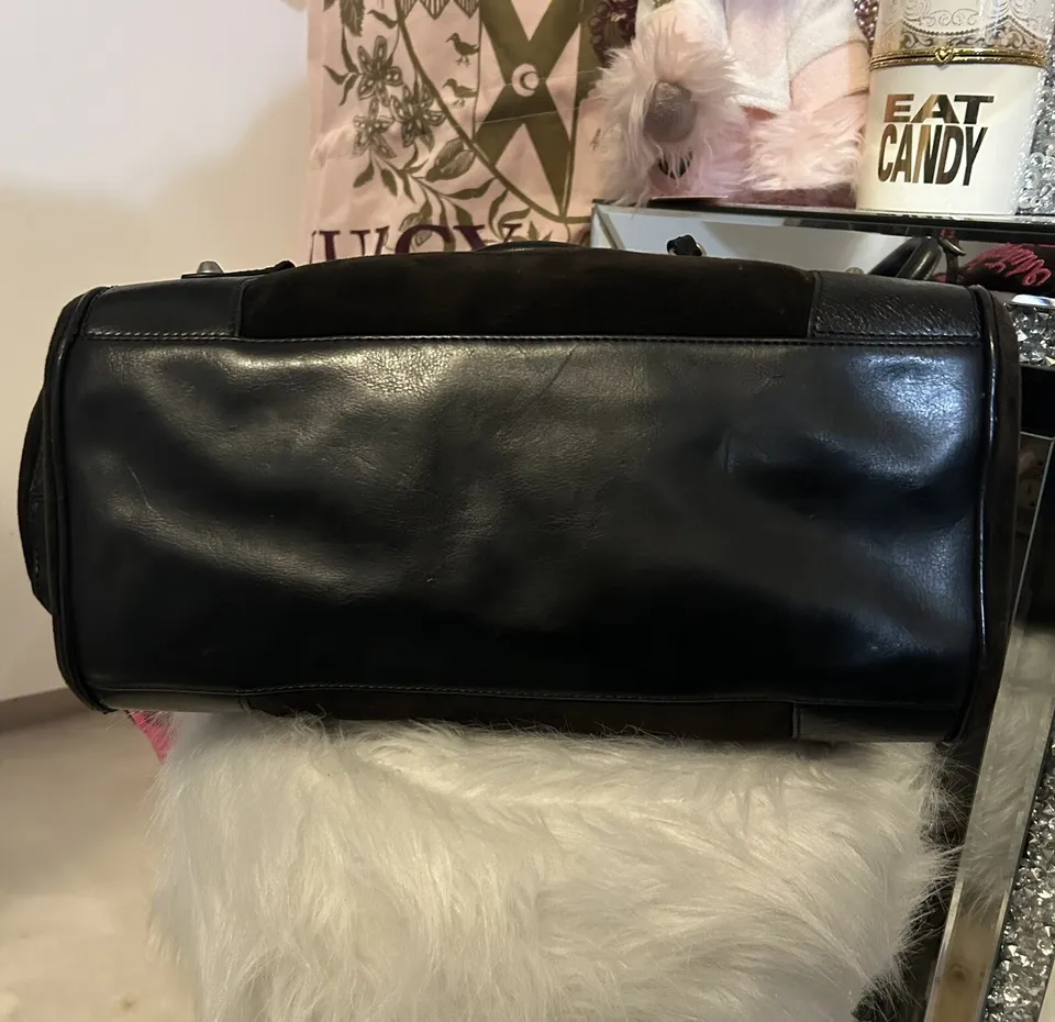 Vintage Juicy Couture Black Velour Daydreamer Bag Purse Hot Pink Crown Bling HTF