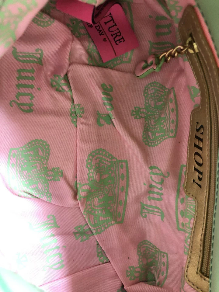 Sac Couture Juicy vintage Juicy Girls chapeau club rose et vert avec breloque ancre