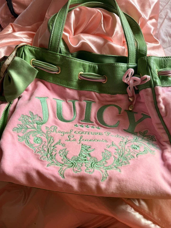 vintage Juicy Couture pink & green daydreamer bag