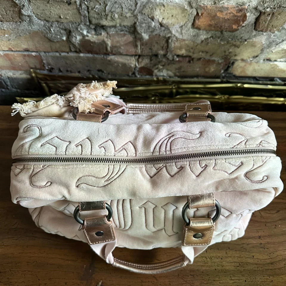 Vintage Y2K Juicy Couture Pink Velour Bowler Bag